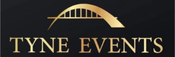 A gold logo with black background for Tyne Events